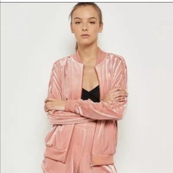Adidas velvet vibes pink velour track jacket xs - Picture 1 of 6
